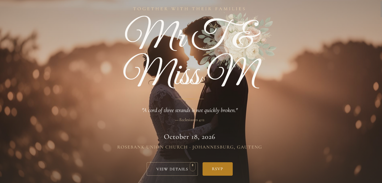 Wedding website preview