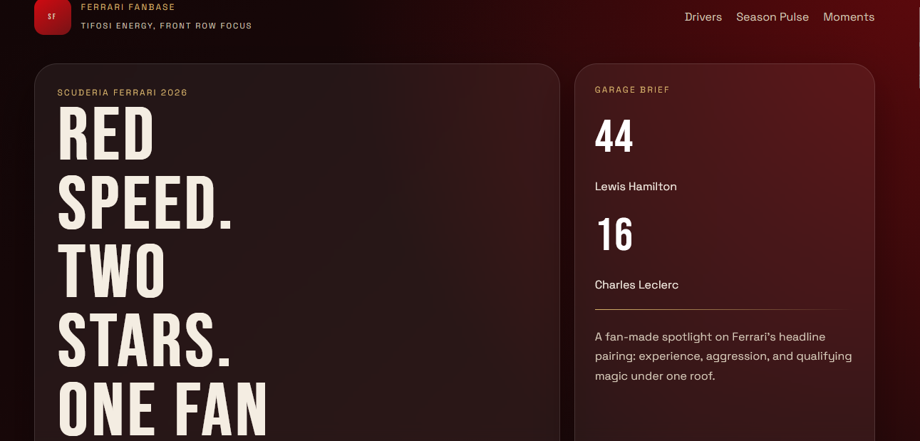 Ferrari fan project website preview